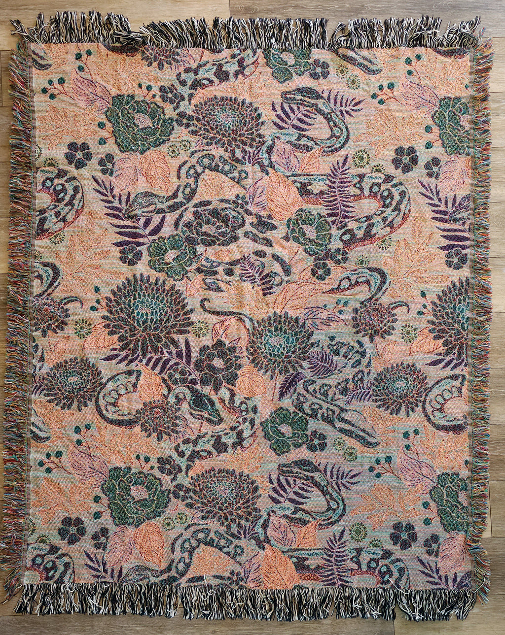 Floral Pythons Woven Blanket