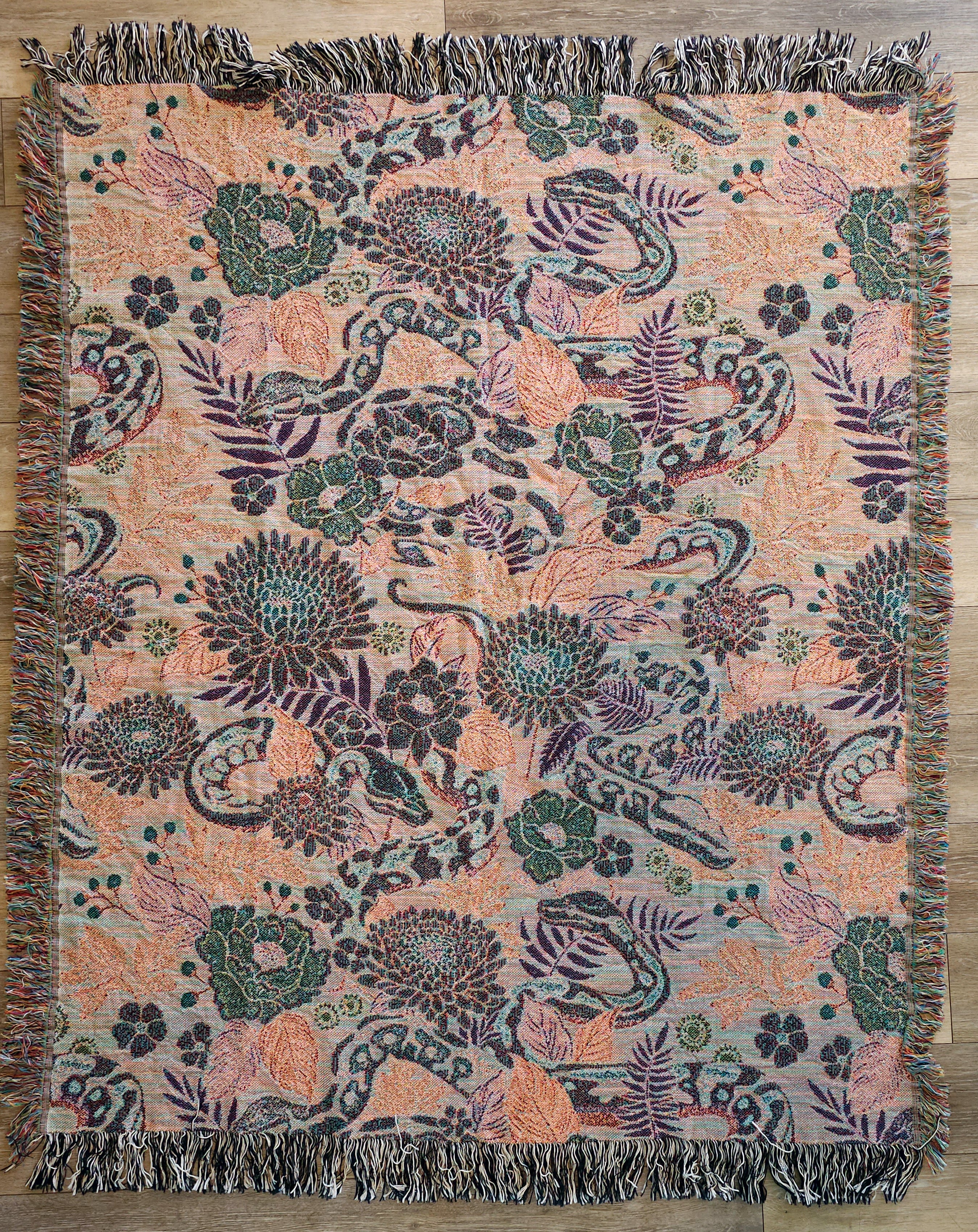 Floral Pythons Woven Blanket